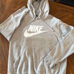 Nike Men's Gray Hoodie with White Logo